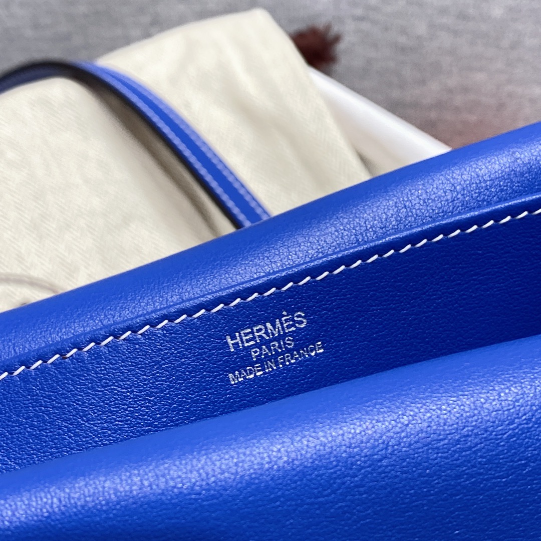 Hermes Mini Halzan 22 Handbag Shoulder Bag In Blue Swift Leather